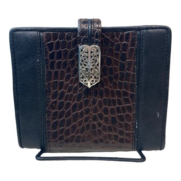 Brighton Leather Brown and Black‎  embossed Wallet - Picture 1 of 3